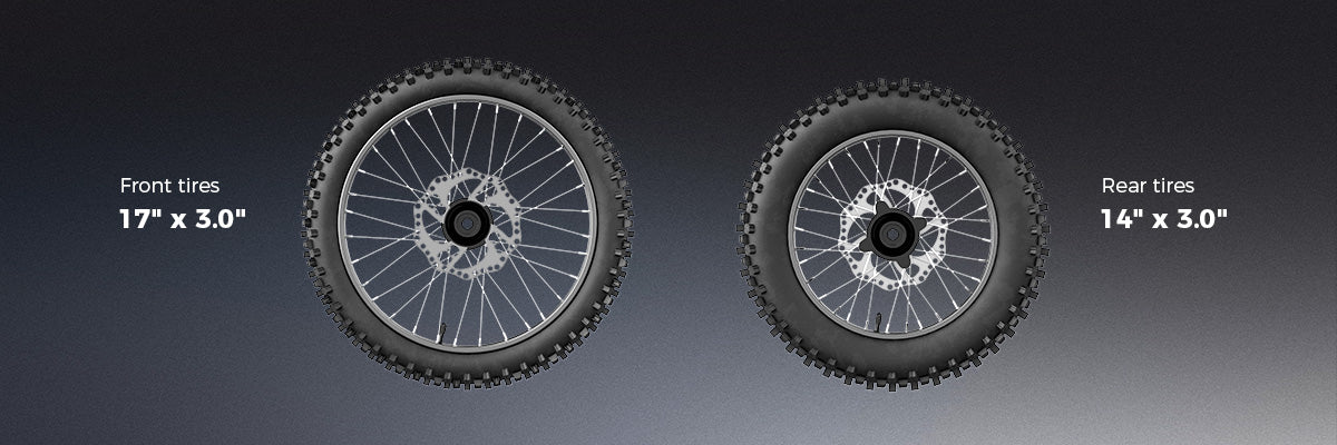 17" × 3.0 × 14" × 3.0 AT Tires